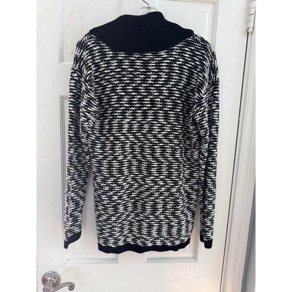 Calvin Klein Sweater Women’s Sz L Black White Pullover Cowl Neck‎ - Picture 4 of 8